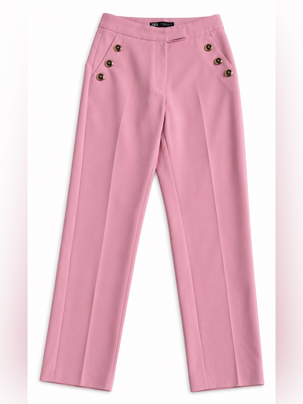 NWOT ZARA Pink High-Waist Tailored Trousers with Button Details
